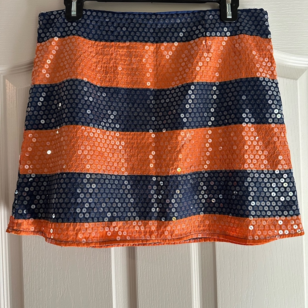 Sequin Striped Orange and Blue Mini Skirt